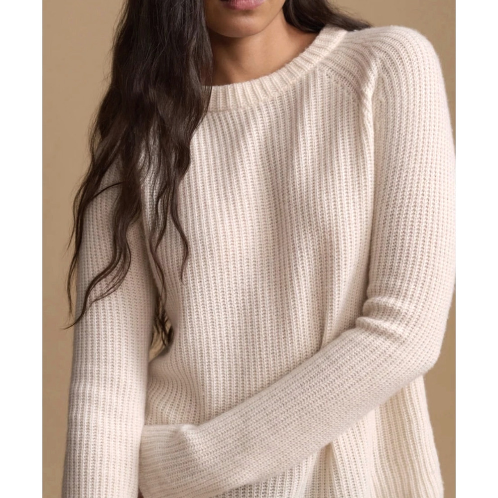 NWT! Jenni Kayne M Iconic 100% CASHMERE Fisherman Sweater $425 Ivory Cream White
